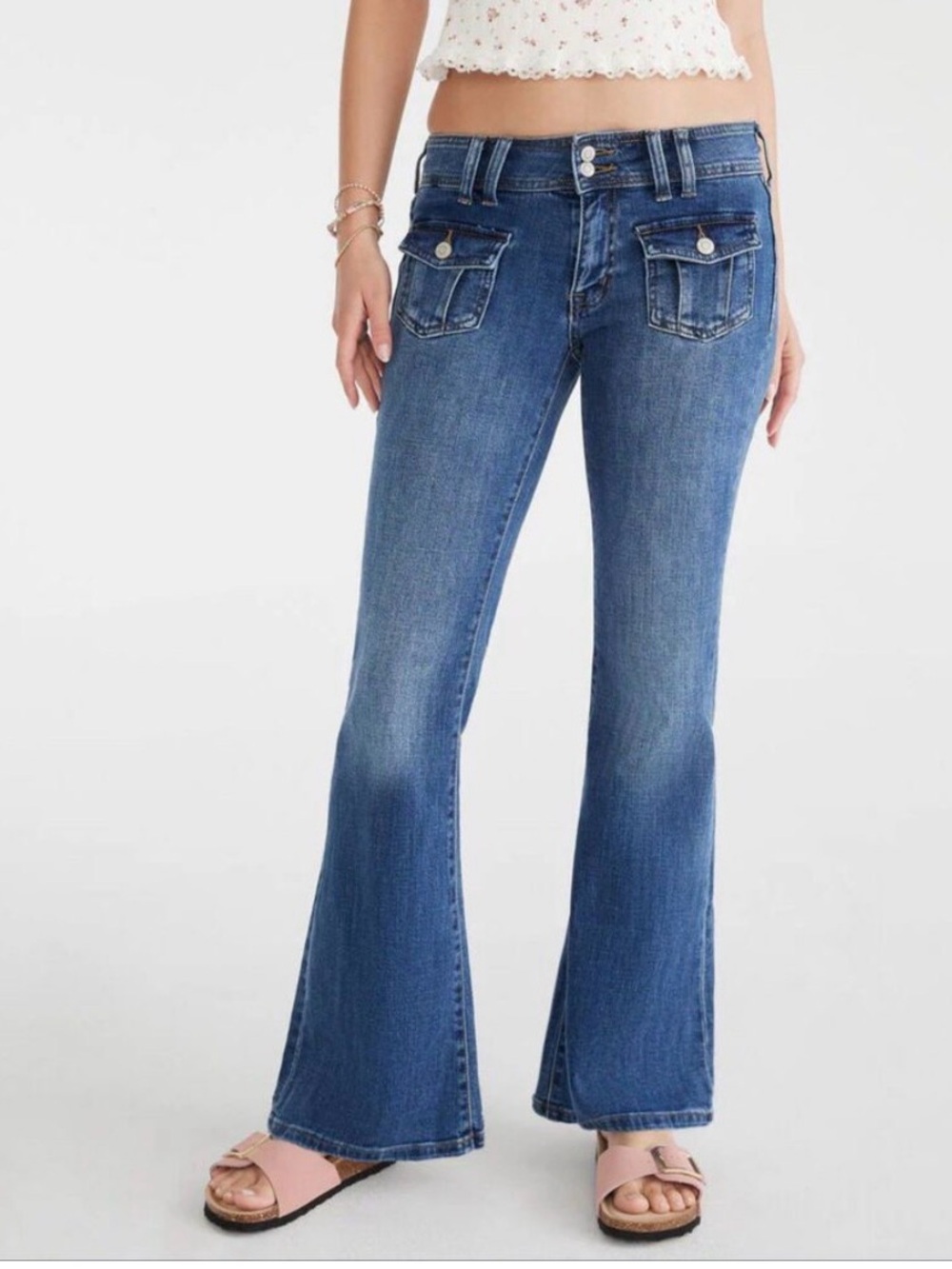 Aeropostale Low Rise Flare Jeans Womens Sz 8 Short- 70s Disco Retro Western